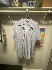 Tommy Hilfiger Short Sleeve Shirt Size XXL Blue Leaf Print Custom Fit picture