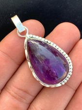 Natural Amethyst Pendant Pear Shape Purple Gemstone Silver Plated Jewelry Gift picture