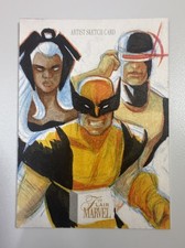 2019 UD Marvel Flair Wolverine/Storm/Cyclops Sketch Card 1/1 by Kazim Buyukun picture