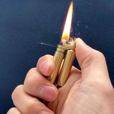 Windproof Brass Kerosene Lighter - Vintage Brass Stick Lighter for Outdoor picture