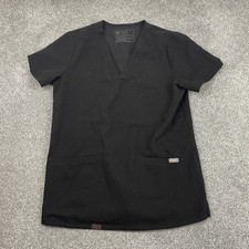 FIGS Women's Casma Three Pocket Scrub Top Black V-Neck Technical FW1100 Size S picture