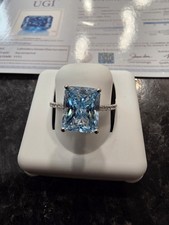 ​4.00 ctw Aquamarine Lab-Gem Ring, S925 Sterling Silver Size 7 picture