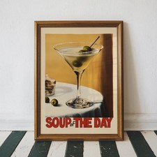 Dirty Martini Bar Cart Art | Vintage Cocktail Poster picture