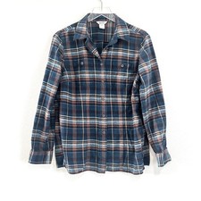 SALE Duluth Trading Co. | Women's Free Swingin' Flannel Button Up Blue Shirt picture