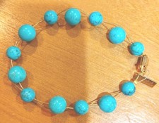 Vintage Athens Protasis Greece Turquoise Beaded Bracelet Signed picture