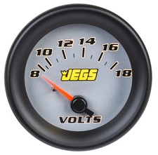 JEGS Voltmeter Gauge [2 1/16 in. Electrical, 8-18 Volts with Silver Face] picture