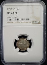 1958 D Silver Roosevelt Dime 10c NGC MS67FT | Beautiful TONED | See Pics picture