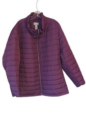 Catherines Plum Quilted Puffer Coat Size 3X picture