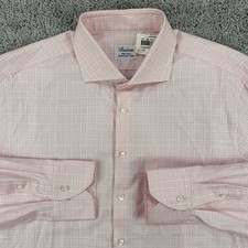 Stenstroms Dress Shirt Men’s 17/43 NWOT Pink Glen Plaid Fitted Body Twofold picture