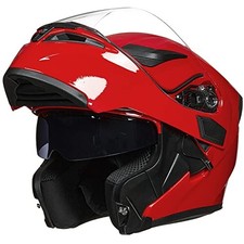 ILM Motorcycle Dual Visor Flip up Modular Full Face Helmet Model 902 (S, RED) picture