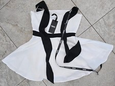 Heiress Of Beverly Hills White/Black Halter Flare A-Line Mini Dress Medium - NEW picture