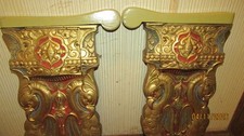 Haywood Wakefield Antique Cast Iron Theater Seat Row ends. Masonic art picture