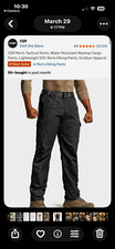 CQR Men's Tactical Cargo Pants 40x30 Regular Black Ripstop Water-Resistant EDC picture