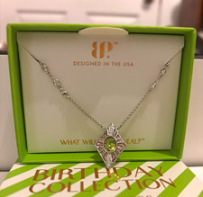 BP August Birthday Belle Peridot & Pink Spinel Rhodium Necklace NK35005 picture
