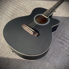Full-Size Black Acoustic Guitar, Grand Auditorium Body with Cutaway, Spruce Top picture