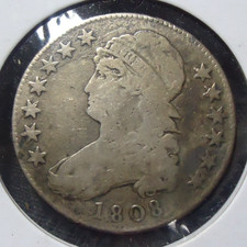 1808 RARE VG+ Lettered Capped Bust US silver 50C Half dollar COMBINE SHIPPING picture