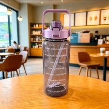 Large Capacity Water Bottle with Straw Handle & Time Marker Leakproof Style picture