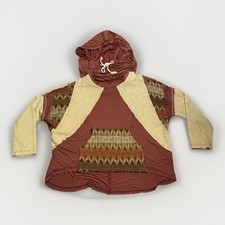 POL Anthropologie Oversized Boxy Knit Boho Patchwork Hooded Shirt Women’s Small picture
