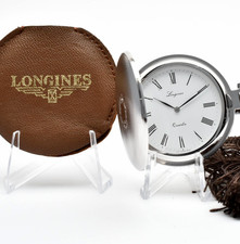Vintage [N MINT] LONGINES 150 8001 Silver White Dial Roman Qz Pocket Watch JAPAN picture