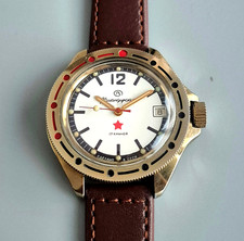 Vintage Vostok Komandirskie USSR Watch 17 Jewels Manual Wind Date Red Star picture