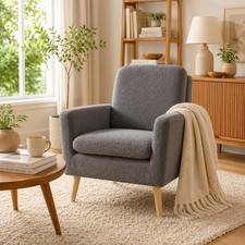 Home Frida Teddy Fleece Accent Chair, Mid-Century Modern Inspired picture