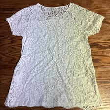 Madewell Meadowlace Tee Extra Small XS Pearl White Ivory Floral Lace Top picture
