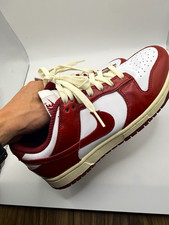 Nike Men’s Red/White Low Top Leather Lace-Up Athletic Sneakers Rubber Sole picture
