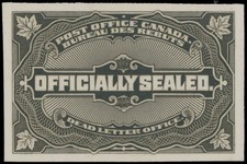 1913, CANADA OFFICIALLY SEALED, IMPERFORATE PLATE PROOF IN BROWN BLACK, UN.#OX4 picture
