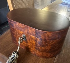 Bombay Company Burl Wood Jewelry Box Lock & Key 2002 picture