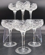 SET of 6 - Antique Brilliant Cut Glass Champagne Glasses 6