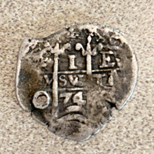 1674 1 REAL SPANISH COLONIAL COB BO;IVIA 21MM 3.6GR HOLED VERY NICE picture