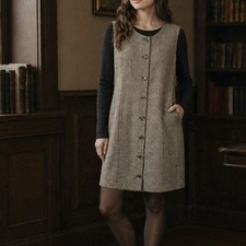 VTG Harold’s Wool Alpaca Dress Womens 12 Academia Herringbone Dress Lined picture