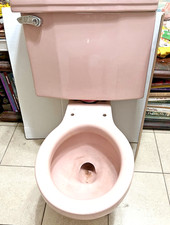 Vintage Deco Mid Century Pink Porcelain Toilet Old American Standard mid 50s MCM picture
