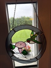 Hummingbird Floral Round Stained Glass Wall Window Hanging Suncatcher 8” birds picture