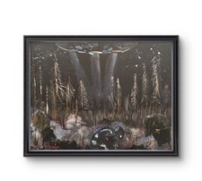 Alien Abduction 11x14 Canvas Original Acrylic & Pastel Oil Impressionism COA picture