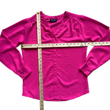Jolie & Joy Festive Blouse Top Hot Pink Long Sleeve Size M V Neck Lightweight picture