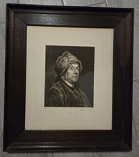 Framed Portrait print of Benjamin Franklin by engraver Jacques Reich 1902 picture