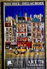 Vtg 1978 Michel Delacroix Art 78 DC Poster Au Bon Bock Signed In Plate Framed picture