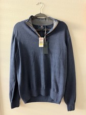 Vineyard Vines Round Hill 1/4 Zip Sweater Mens M Blue Pima Alpaca Suede NWT picture