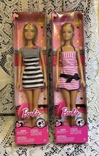 2 Mattel~Summer Girly Barbie~Pink&White &Black Striped Dress~Special Ed.~2008 picture