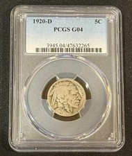 1920-D Buffalo Nickel PCGS G4 Better Date Denver 5C Certified picture