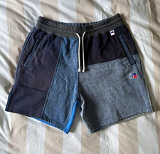 Kith x Russell Athletic Men’s Colorblock Fleece Sweat Shorts Blue Gray Navy picture
