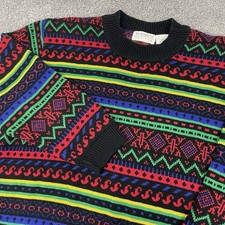 Vintage Elisabeth Sweater Womens 1P Petite Geometric Crewneck Abstract USA 90s picture