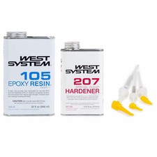 West System 105A Epoxy Resin 207 Special Clear Epoxy Hardener 300 Mini Pumps Kit picture