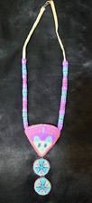 Handmade Native American Pastel Beaded Necklace Medallions picture