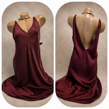 NWT Vintage Valerie Stevens 100% Silk Mini Nightgown Burgundy Sexy L picture