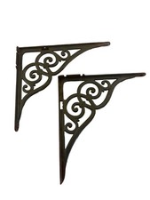 AH1051 Pair Large Antique c1900 Cast Iron Victorian Shelf Brackets SMC Restored picture