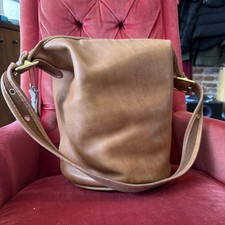 COACH 9085 Vintage Brown Leather Bucket Shoulder Bag Used Women picture