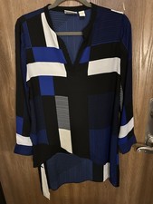 Chico's Women's Blue And Black Long Sleeve Top Size 0 Multi Pattern picture
