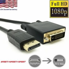 6/10/15 Ft Gold Plated DP DisplayPort to DVI-D Male Dual Link Cable 4k 1080P LOT picture